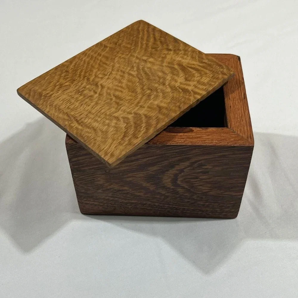 Handcrafted Andira Wood Keepsake Box with White Oak Lid, Custom Wood Storage